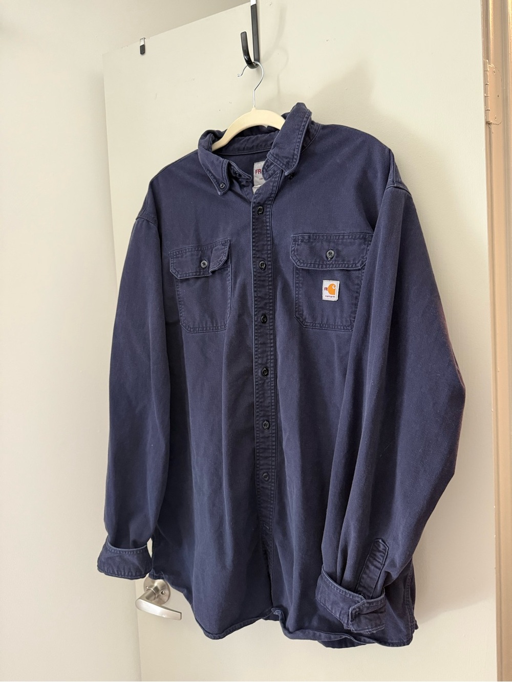 Carhartt Flame-Resistant Long-Sleeve Twill Shirt with Pocket Flaps for Men